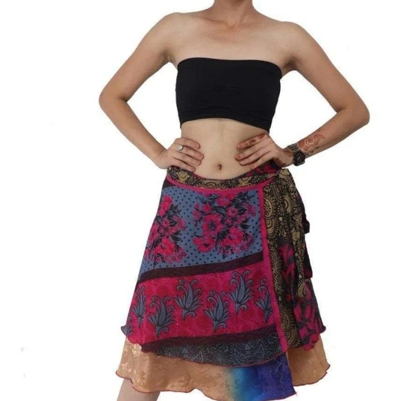 Wevez Hippy Scarf Silk Reversible Wrap Skirt NWOT - Picture 10 of 12